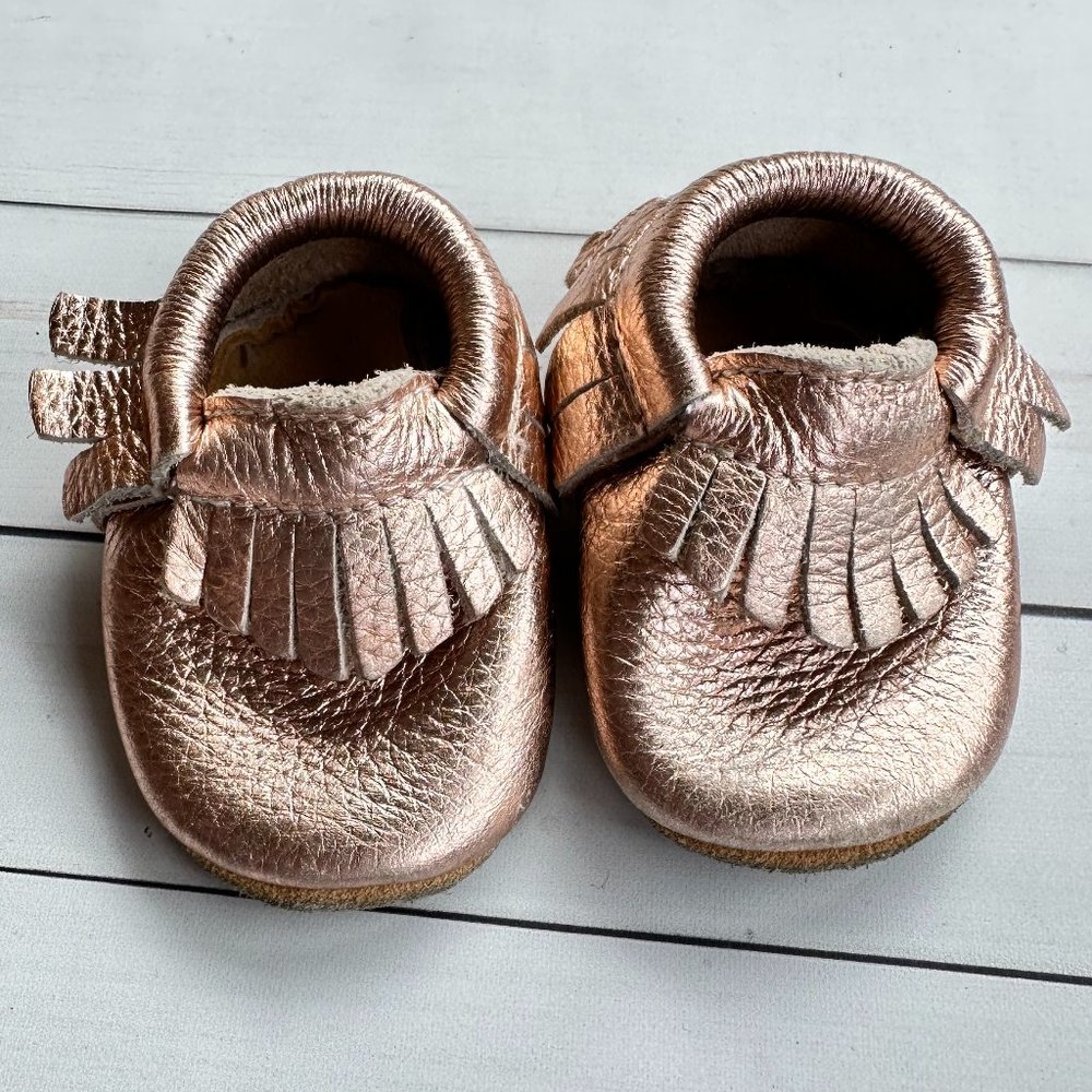 Birdrock Baby Mocassins - Rose Gold - Size 3